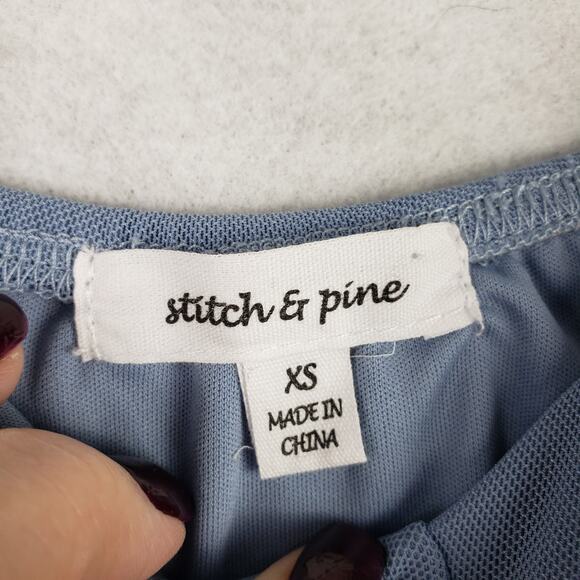 Stitch & Pine Size XS Short Sleeve Corset Style Tee Light Blue Renaissance Fairy - Picture 5 of 9